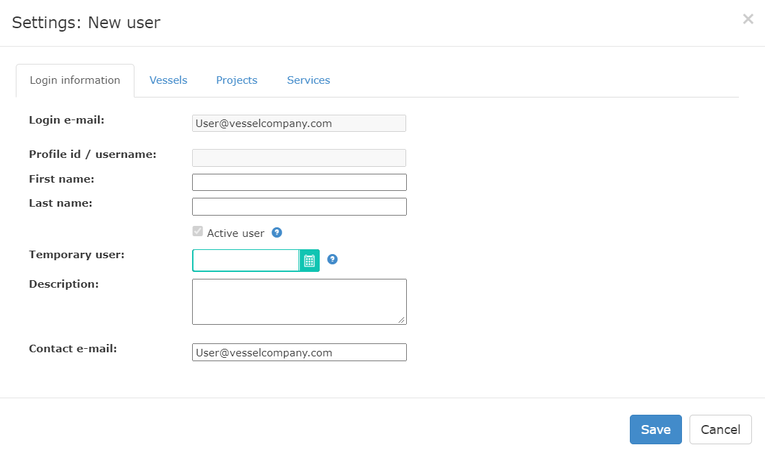 Create or edit a user account